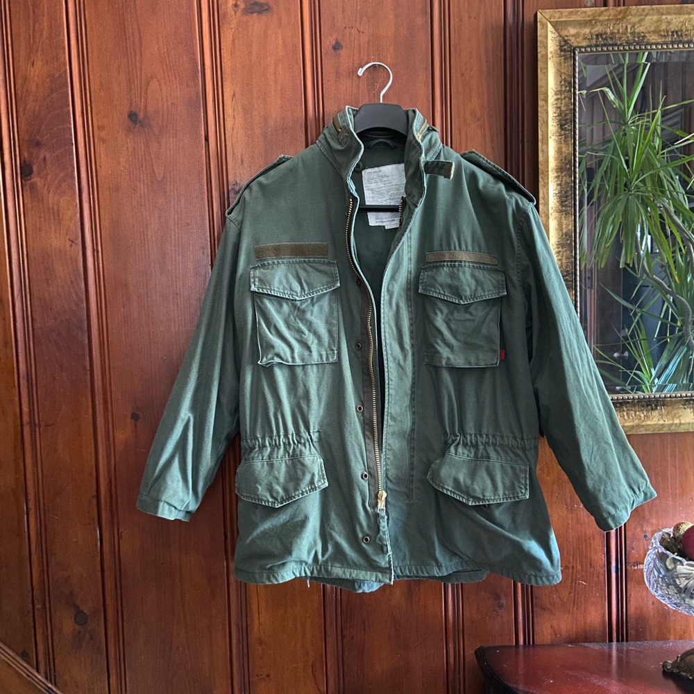 Olive green military inspired jacket size large